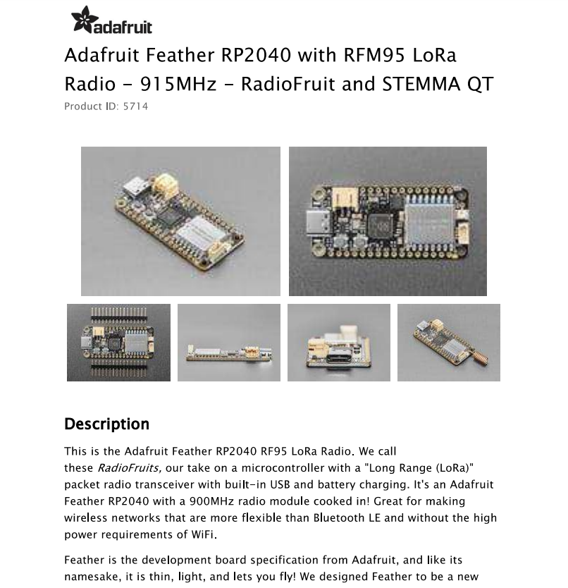 5714 Feather RP2040 z radiem L – Lora Rfm95 recenzja i cena